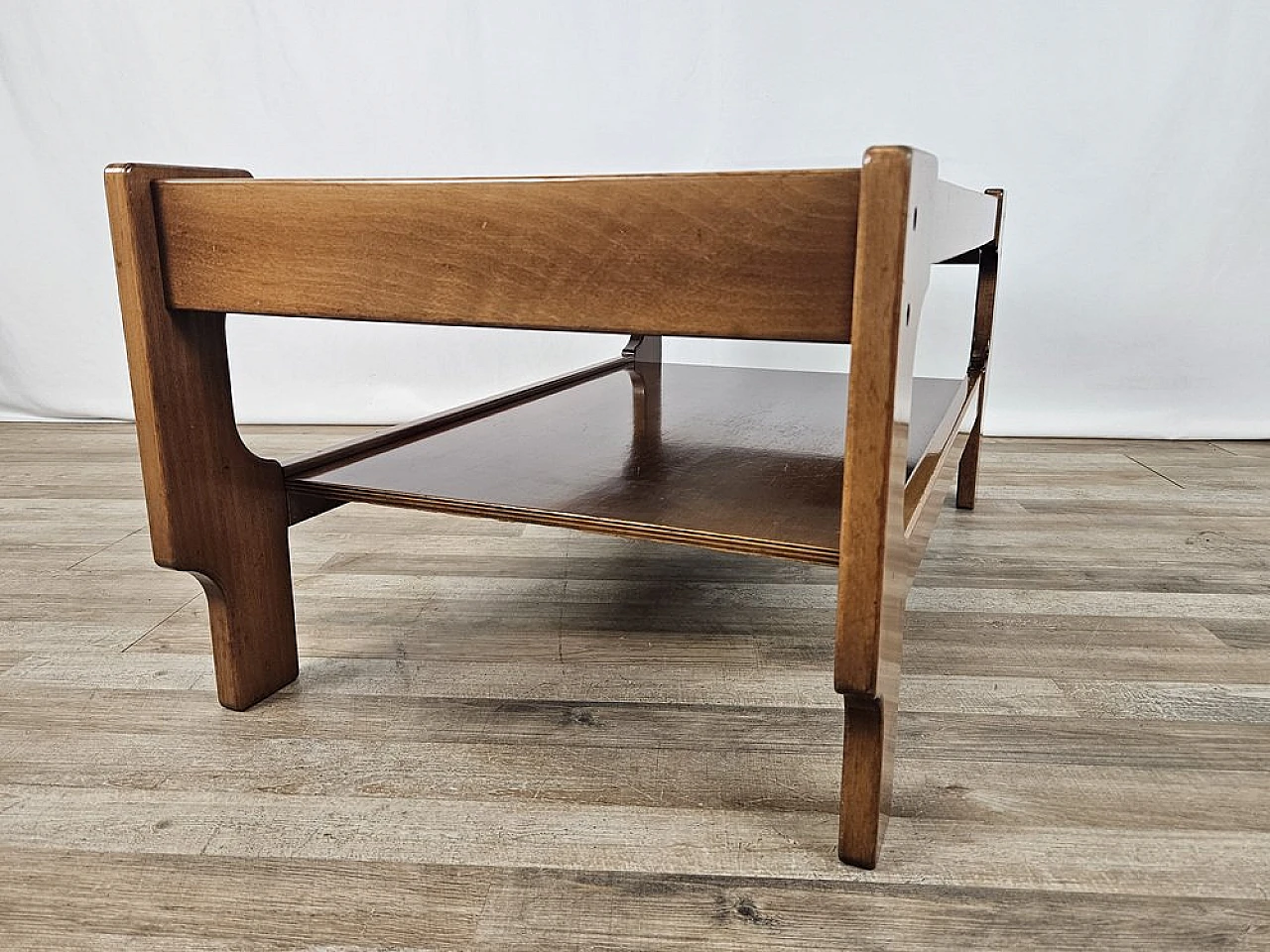 Teak coffee table with smoked glass top, 1970s 5