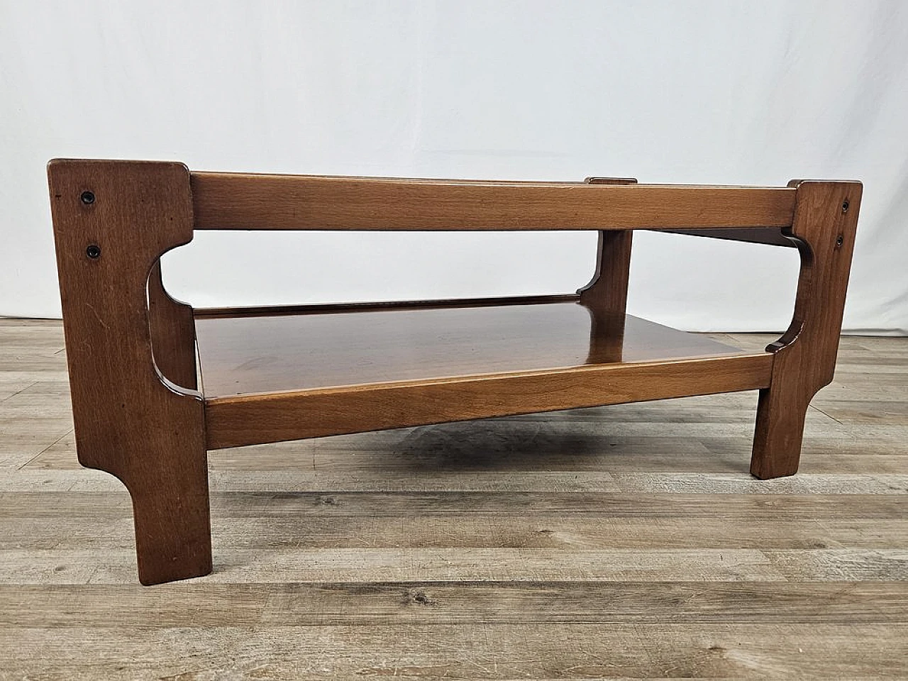 Teak coffee table with smoked glass top, 1970s 6