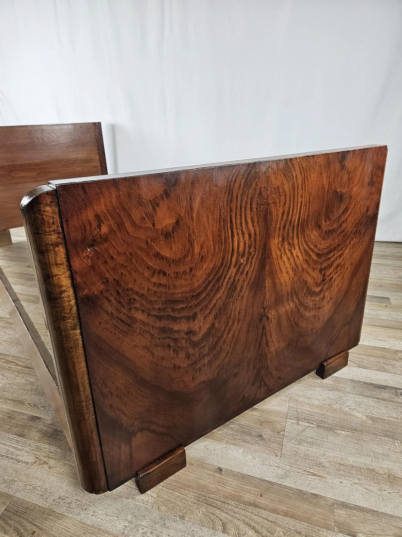 Art Deco walnut single bed, 1940s 9