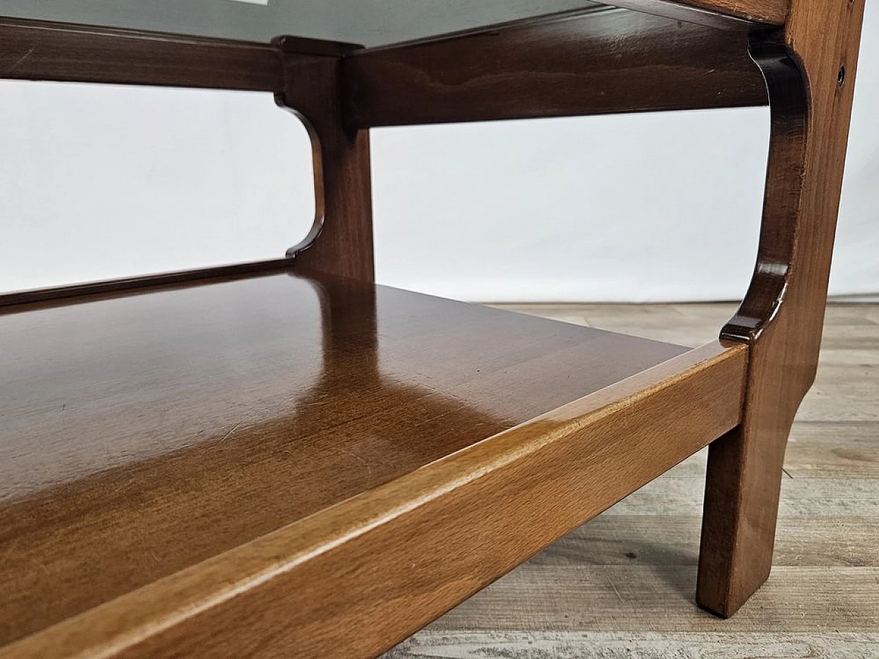 Teak coffee table with smoked glass top, 1970s 12