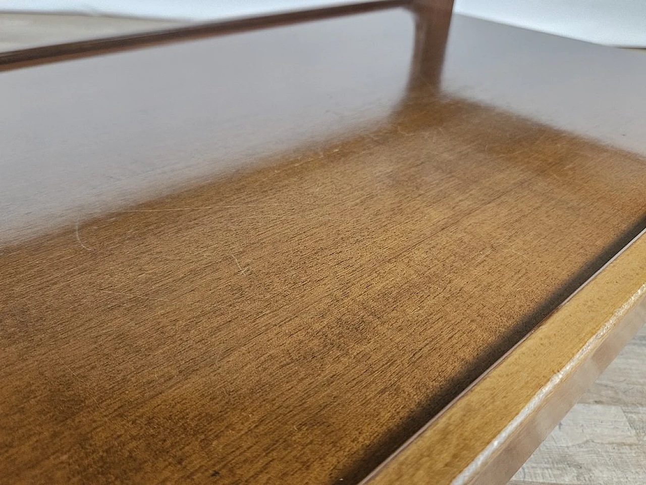 Teak coffee table with smoked glass top, 1970s 13