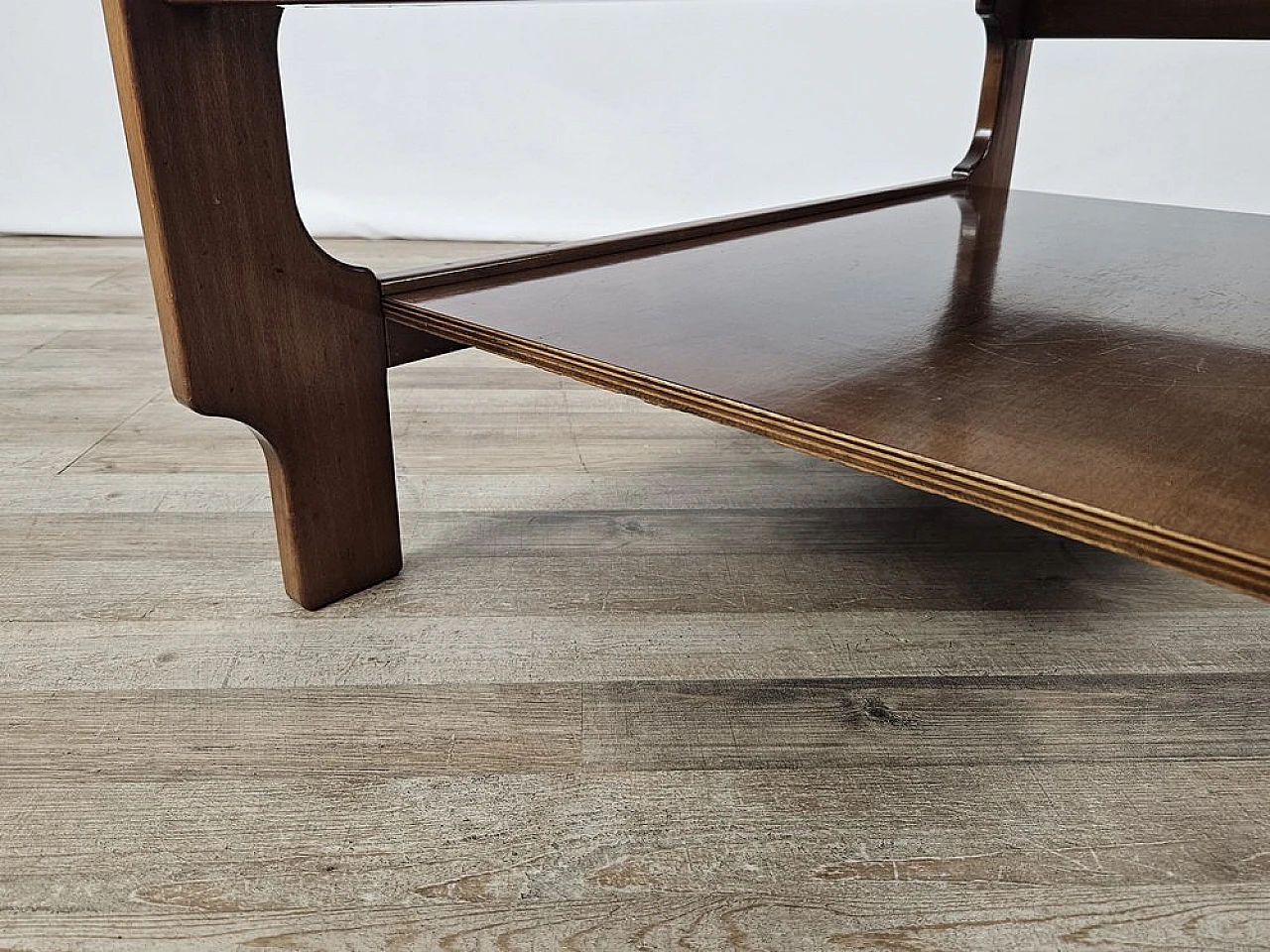 Teak coffee table with smoked glass top, 1970s 14