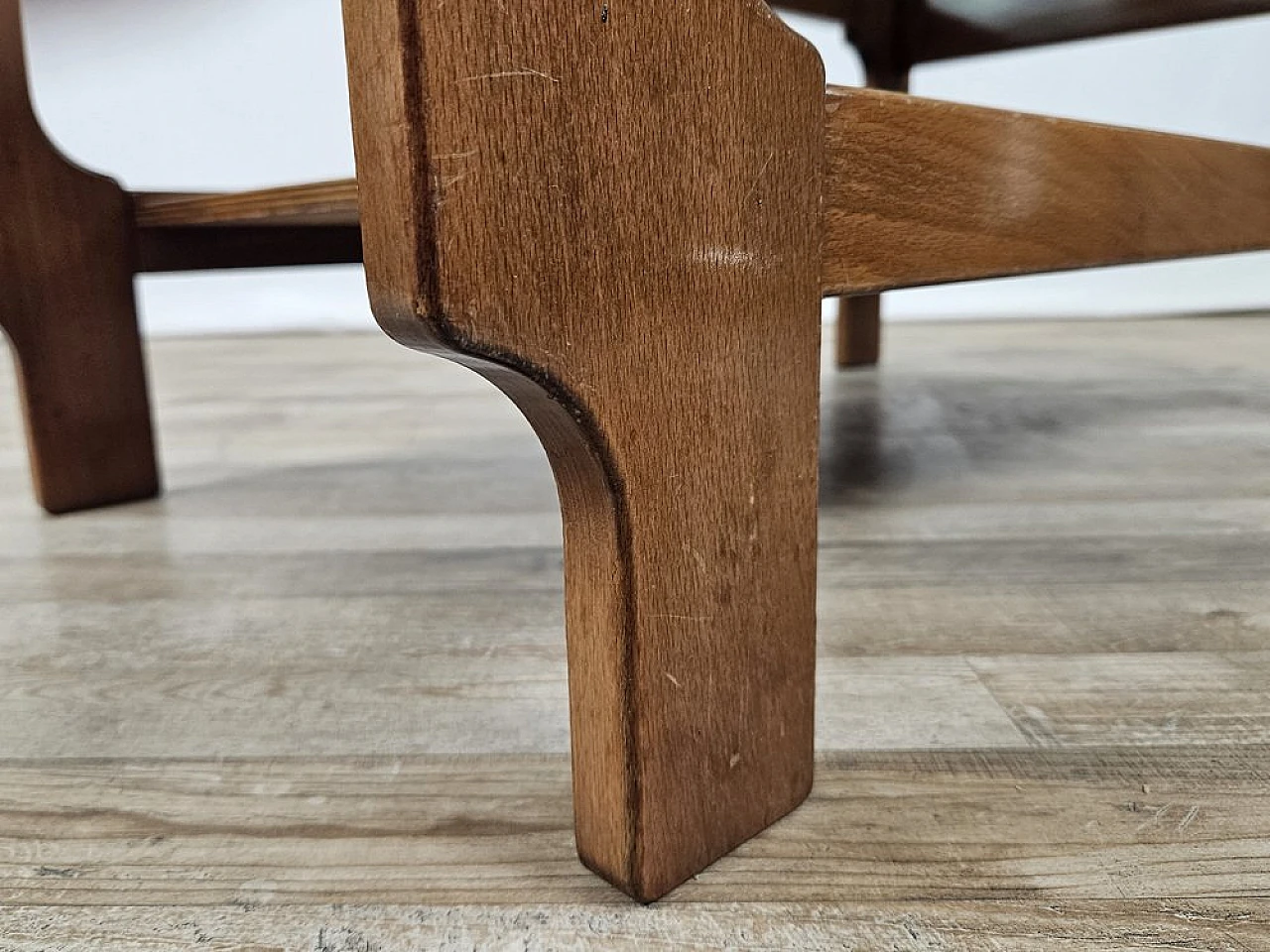 Teak coffee table with smoked glass top, 1970s 15