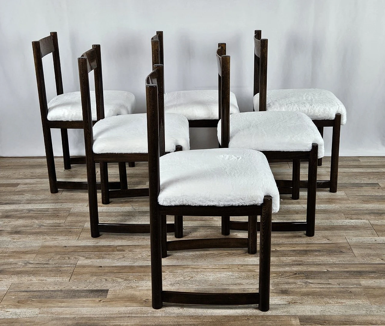 6 Wooden Fag dining chairs, 1970s 2