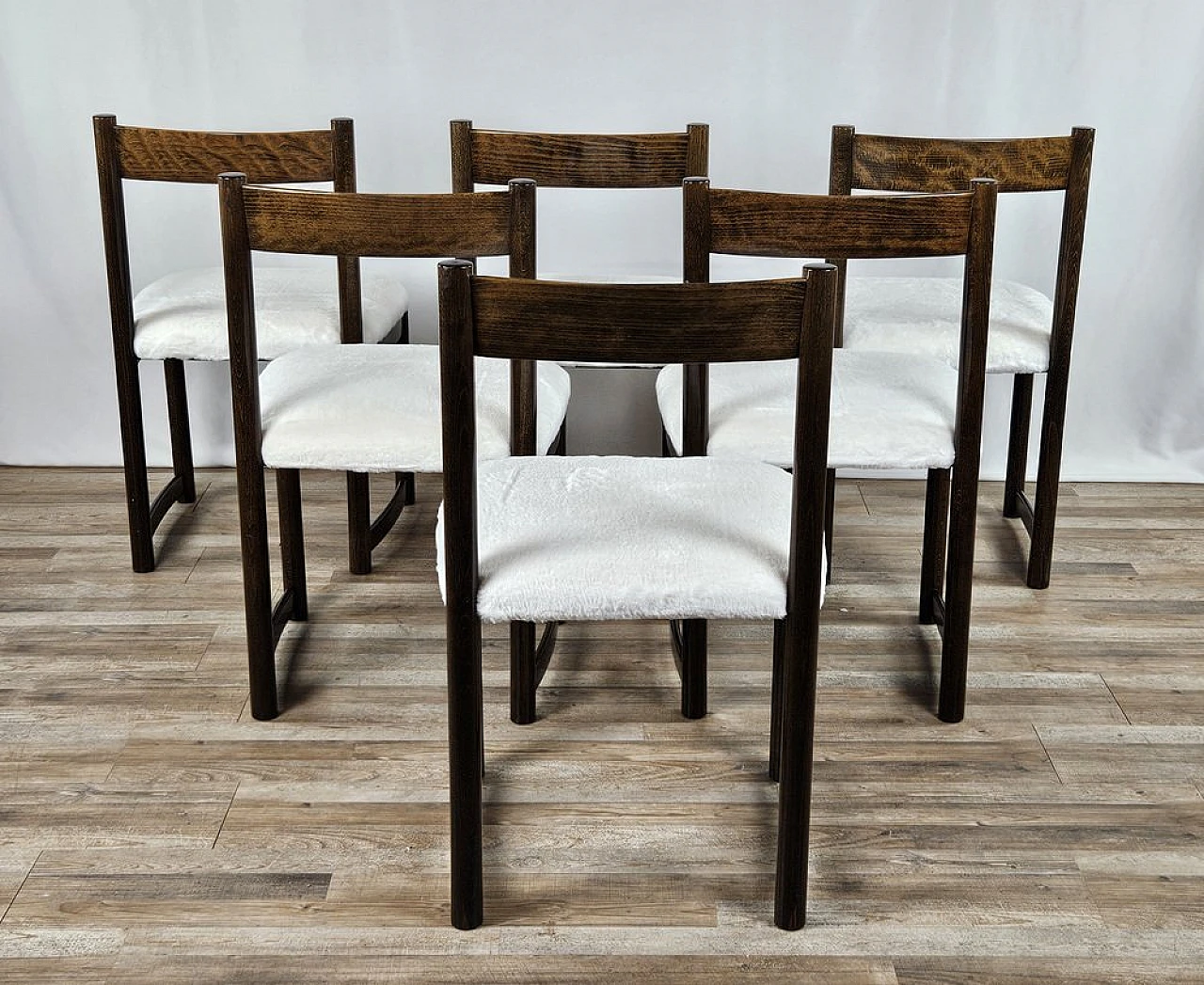 6 Wooden Fag dining chairs, 1970s 3