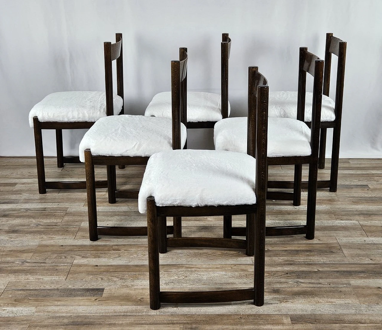 6 Wooden Fag dining chairs, 1970s 4