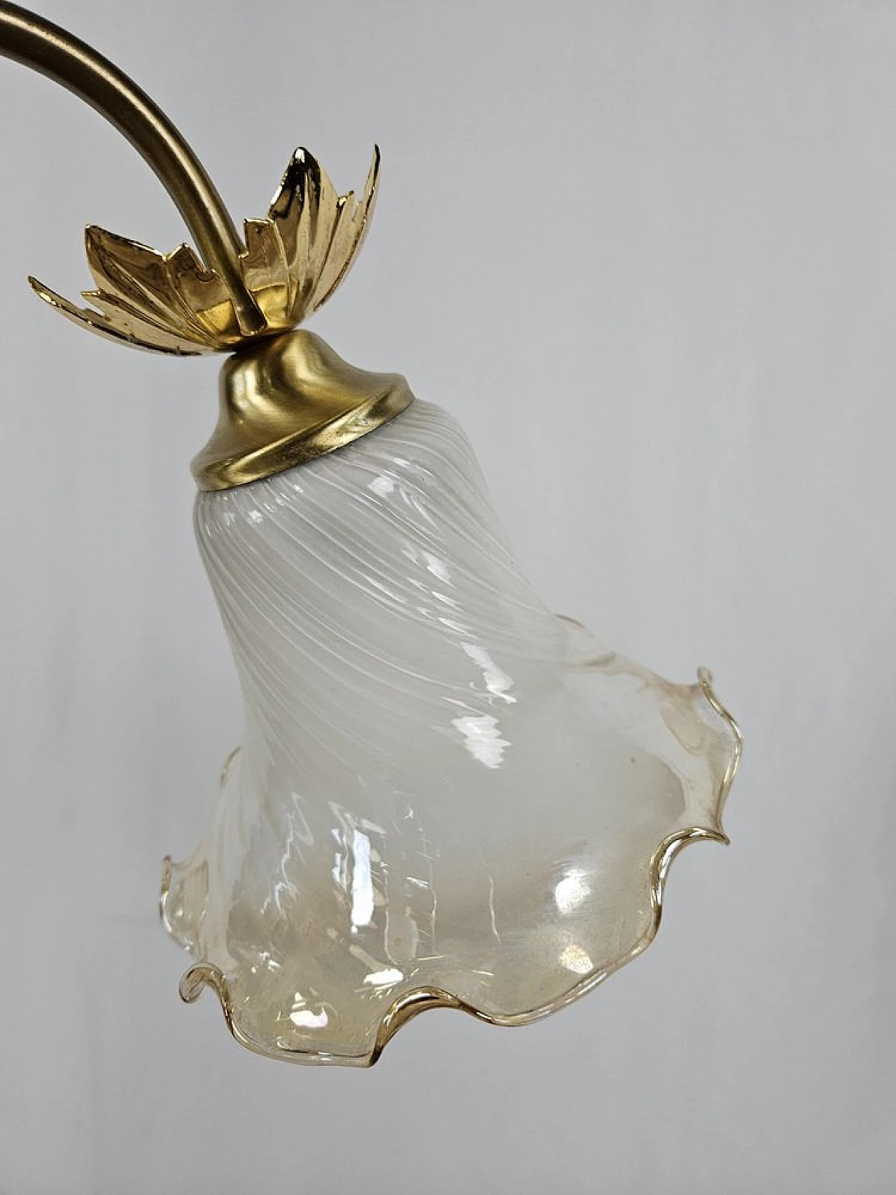 Liberty glass and brass chandelier, 1970s 8