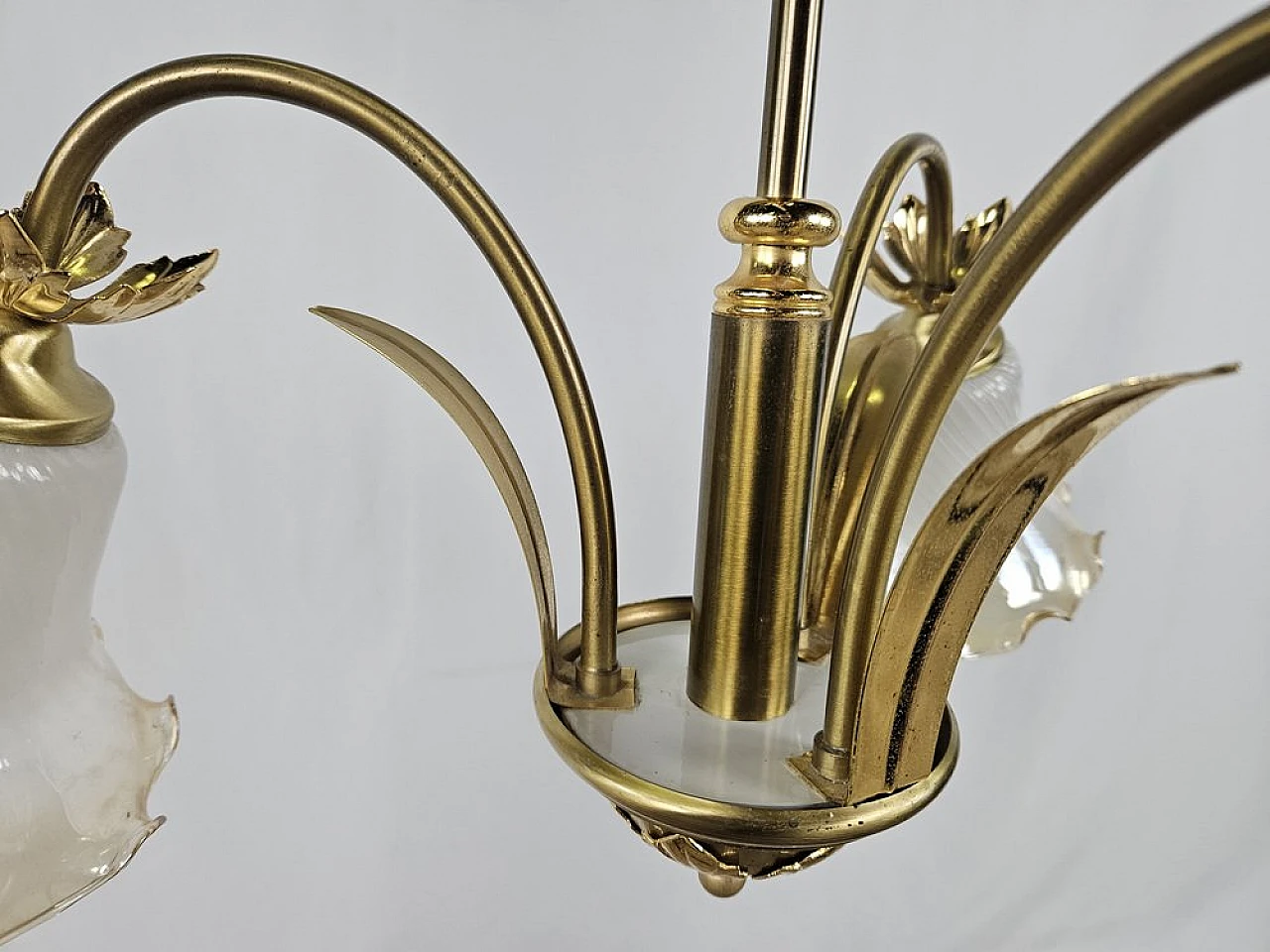 Liberty glass and brass chandelier, 1970s 12