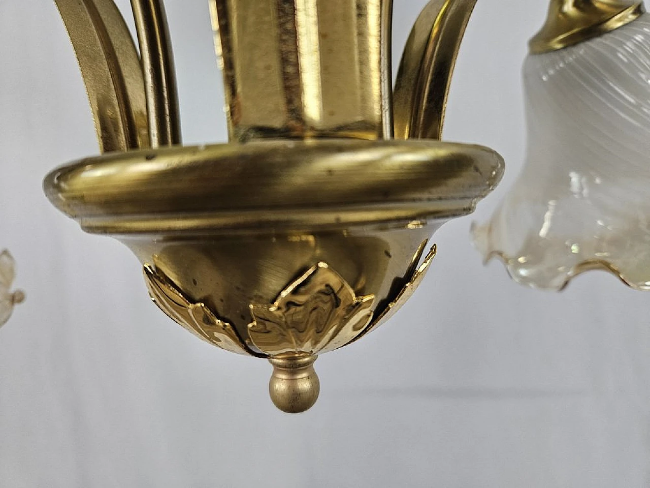 Liberty glass and brass chandelier, 1970s 13