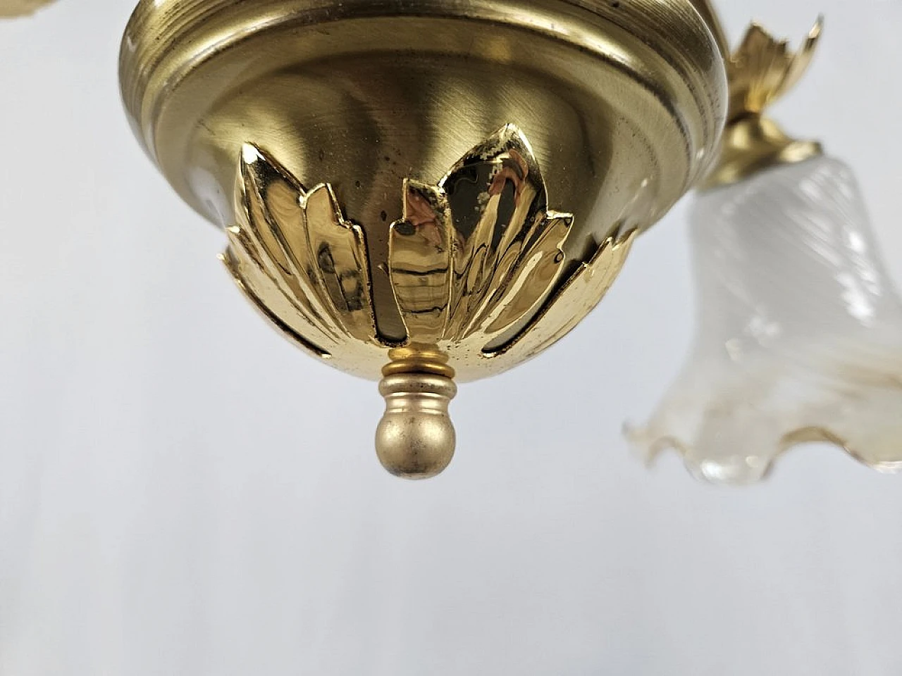 Liberty glass and brass chandelier, 1970s 14