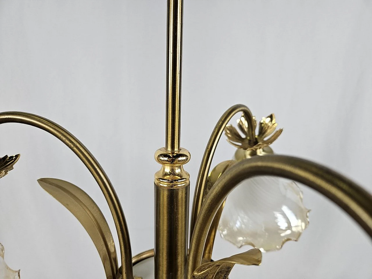 Liberty glass and brass chandelier, 1970s 15