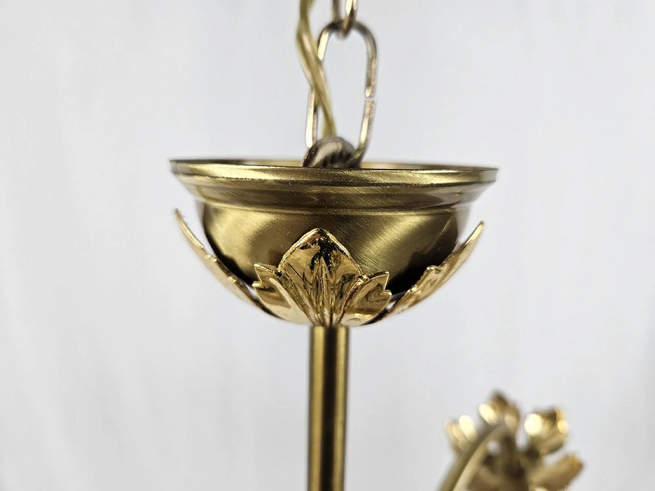 Liberty glass and brass chandelier, 1970s 16