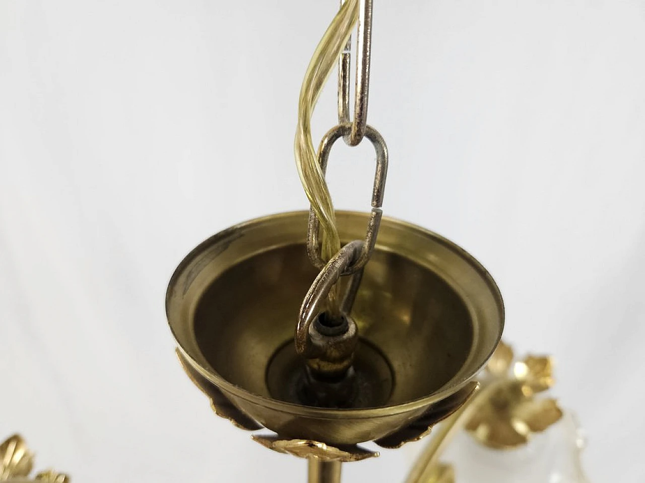 Liberty glass and brass chandelier, 1970s 20