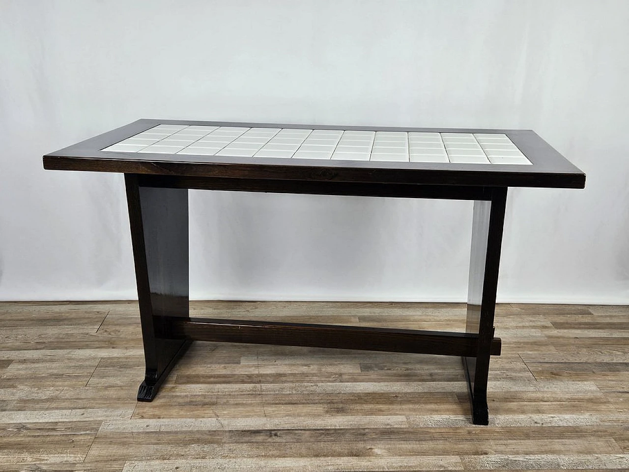 Rustic table with wooden top and ceramic, early 20th century 2