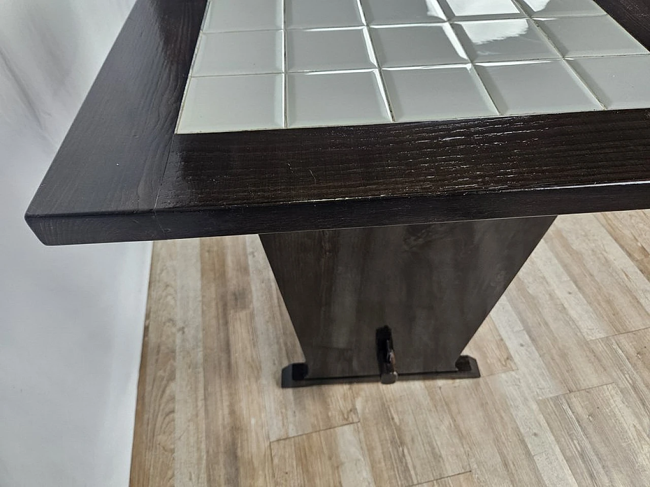 Rustic table with wooden top and ceramic, early 20th century 8