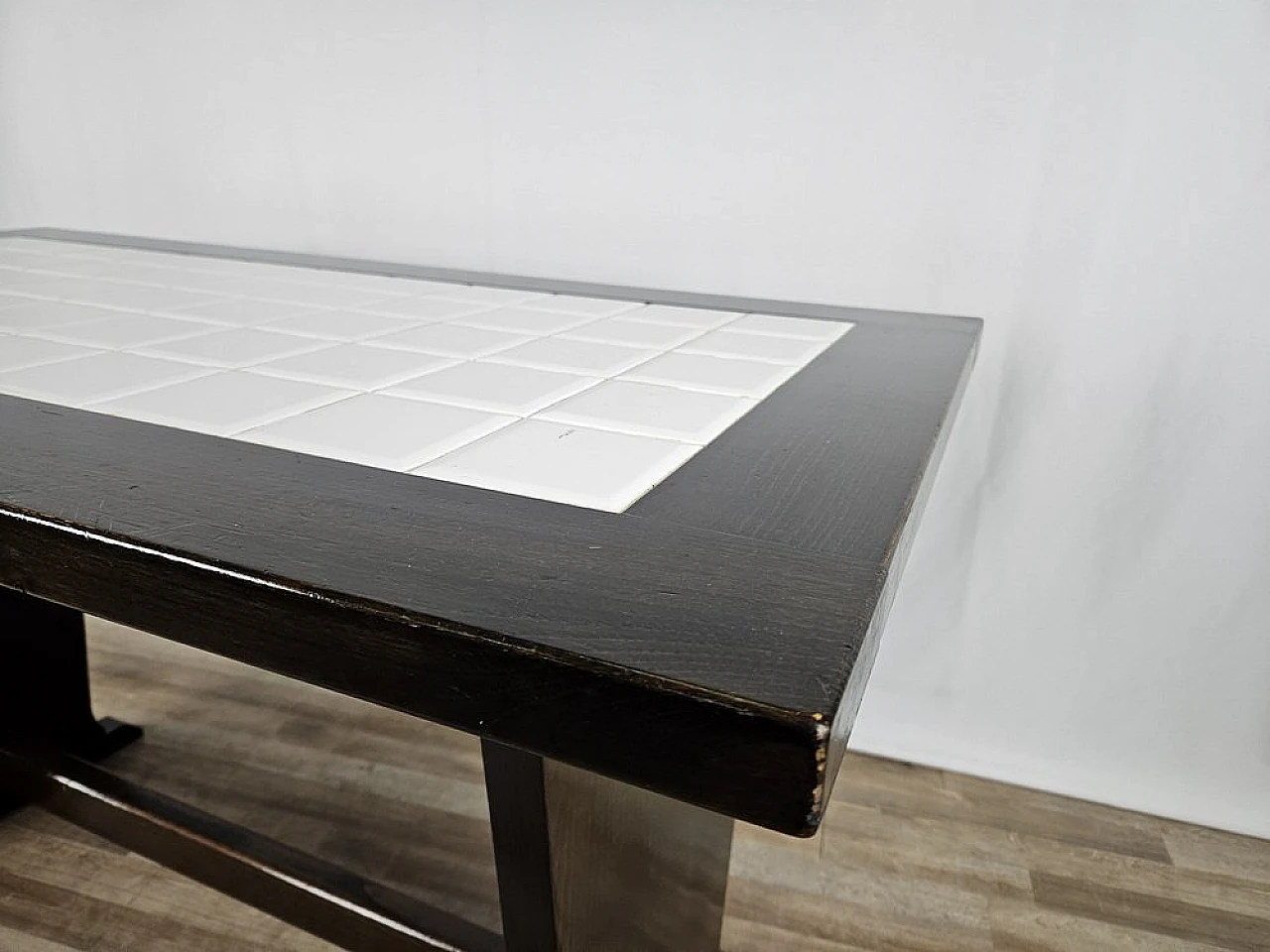 Rustic table with wooden top and ceramic, early 20th century 9