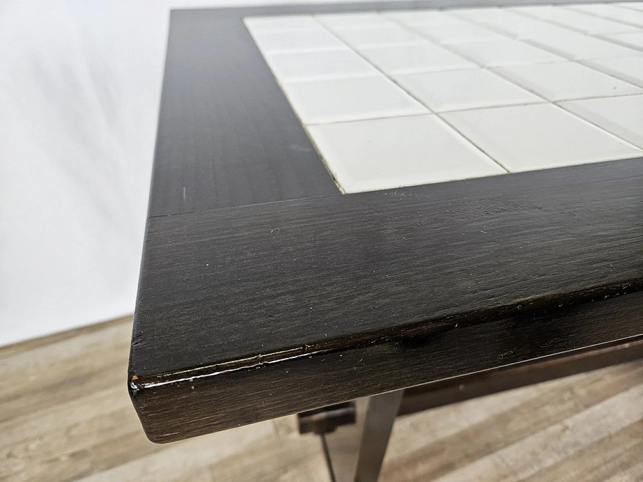 Rustic table with wooden top and ceramic, early 20th century 10