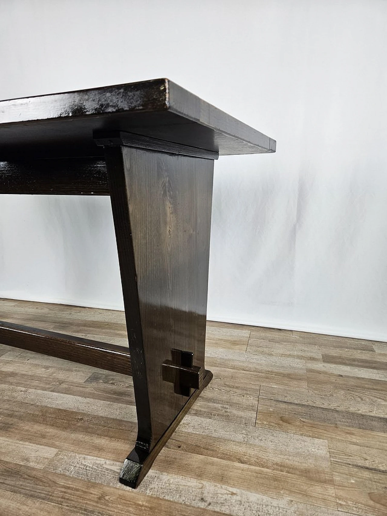 Tavolo rustico con piano in legno e ceramica, primo '900 15