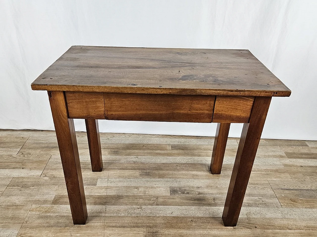 Walnut table with drawer, 1890s 1