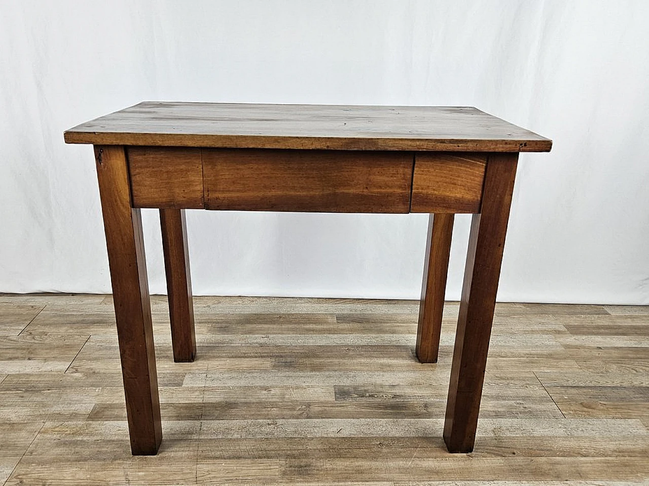 Walnut table with drawer, 1890s 2