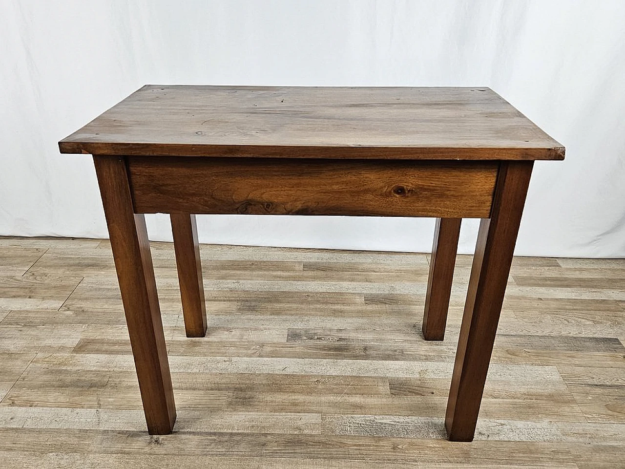 Walnut table with drawer, 1890s 4