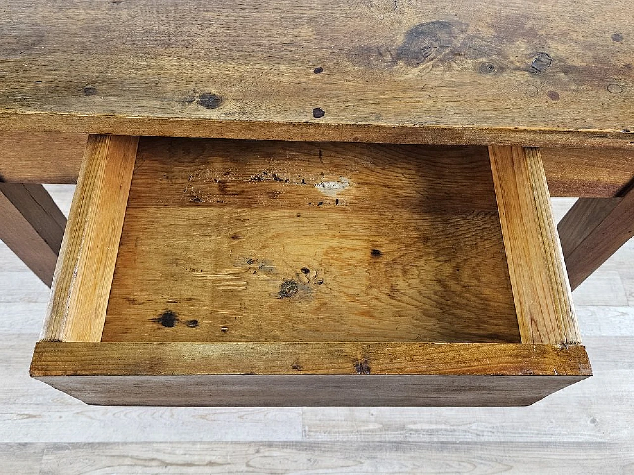 Walnut table with drawer, 1890s 11