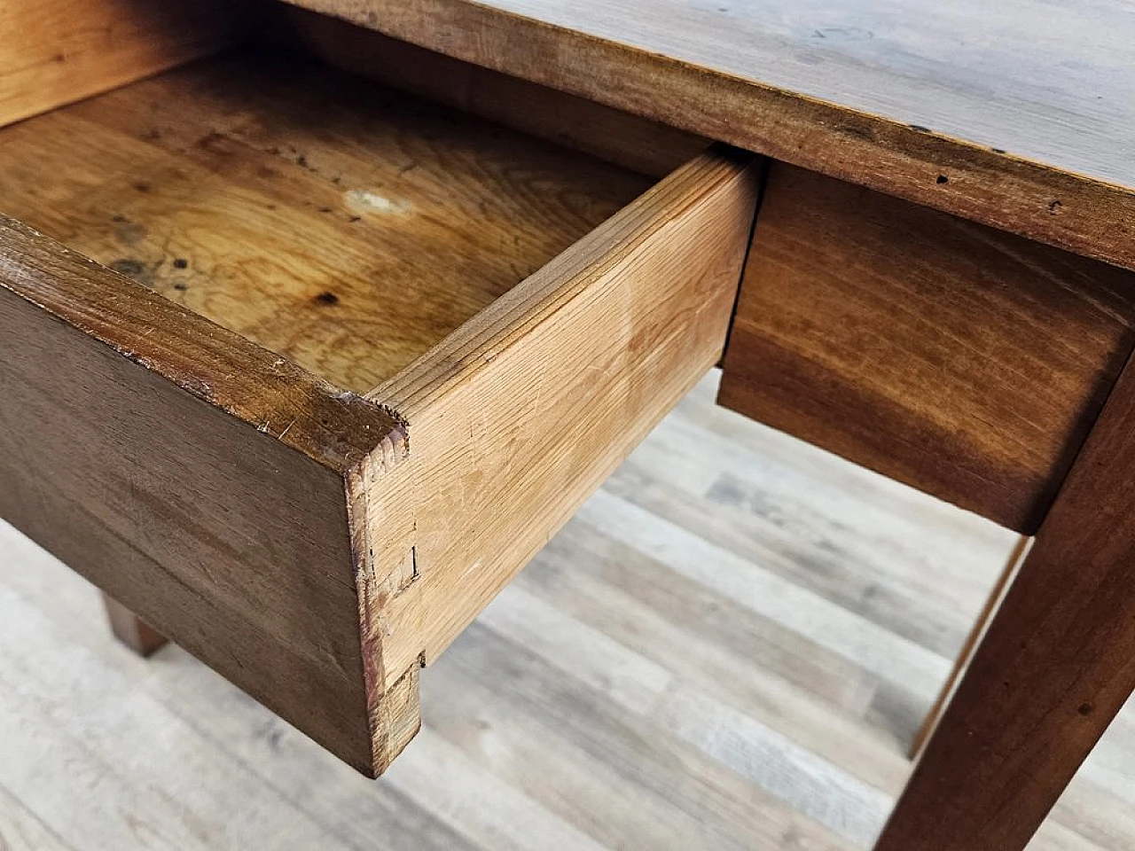 Walnut table with drawer, 1890s 12