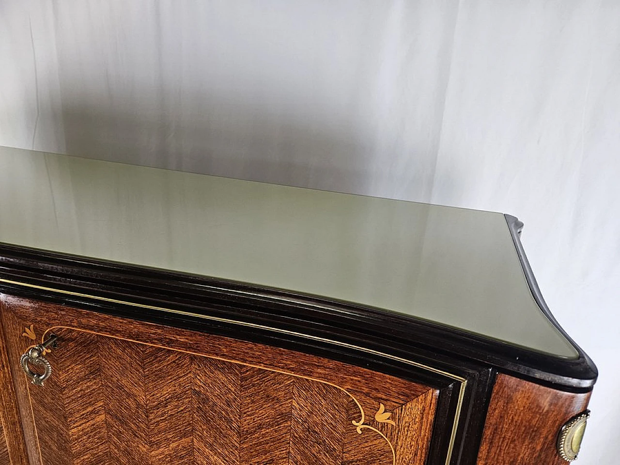 Sideboard in Mahogany and Rosewood with Brass and Glass Decorations, 1950s 8