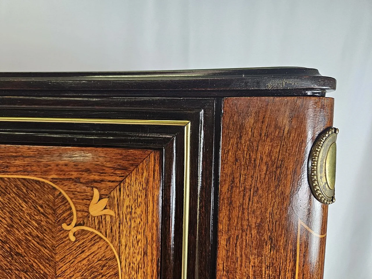 Sideboard in Mahogany and Rosewood with Brass and Glass Decorations, 1950s 10