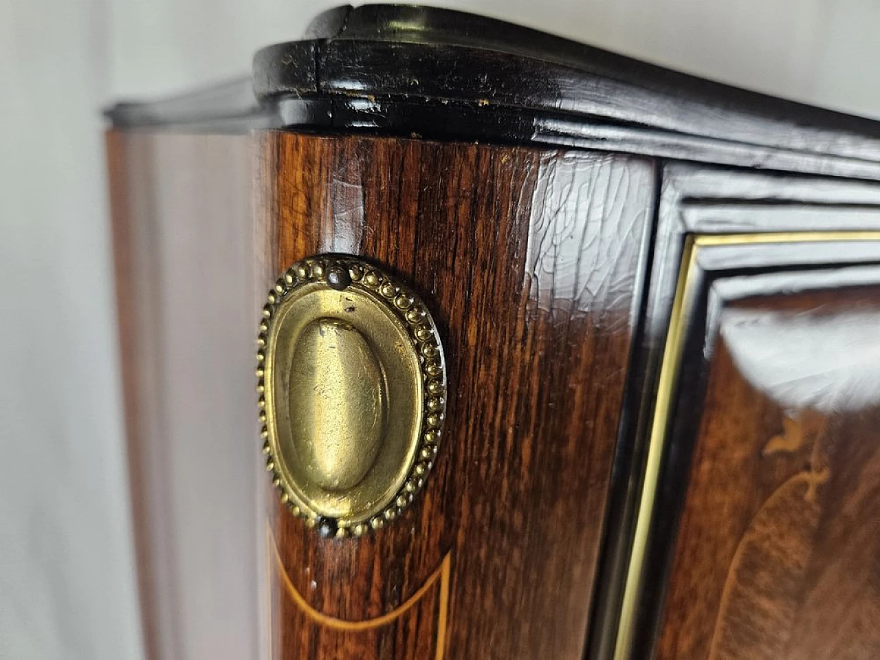 Sideboard in Mahogany and Rosewood with Brass and Glass Decorations, 1950s 11