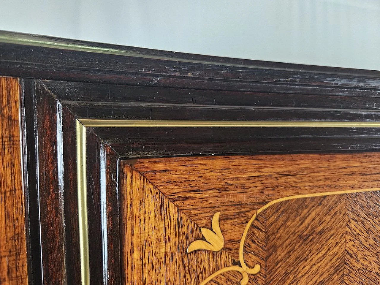 Sideboard in Mahogany and Rosewood with Brass and Glass Decorations, 1950s 13