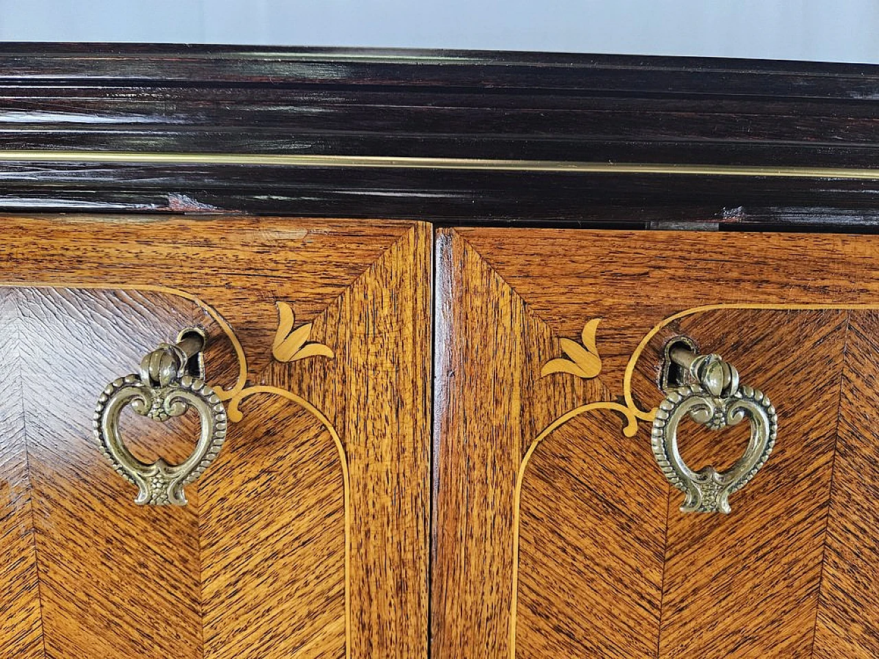 Sideboard in Mahogany and Rosewood with Brass and Glass Decorations, 1950s 14