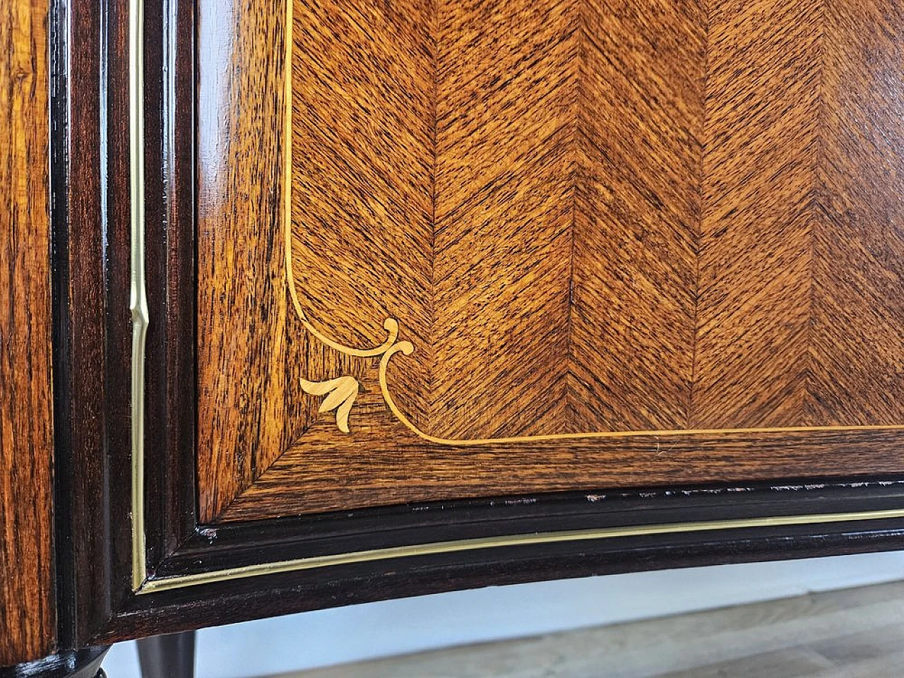 Sideboard in Mahogany and Rosewood with Brass and Glass Decorations, 1950s 19