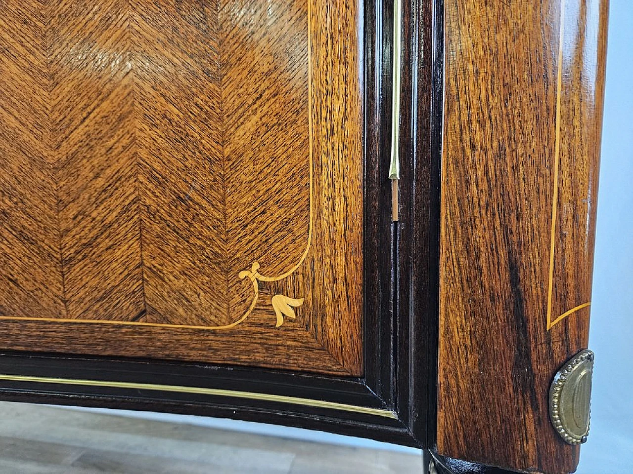 Sideboard in Mahogany and Rosewood with Brass and Glass Decorations, 1950s 22