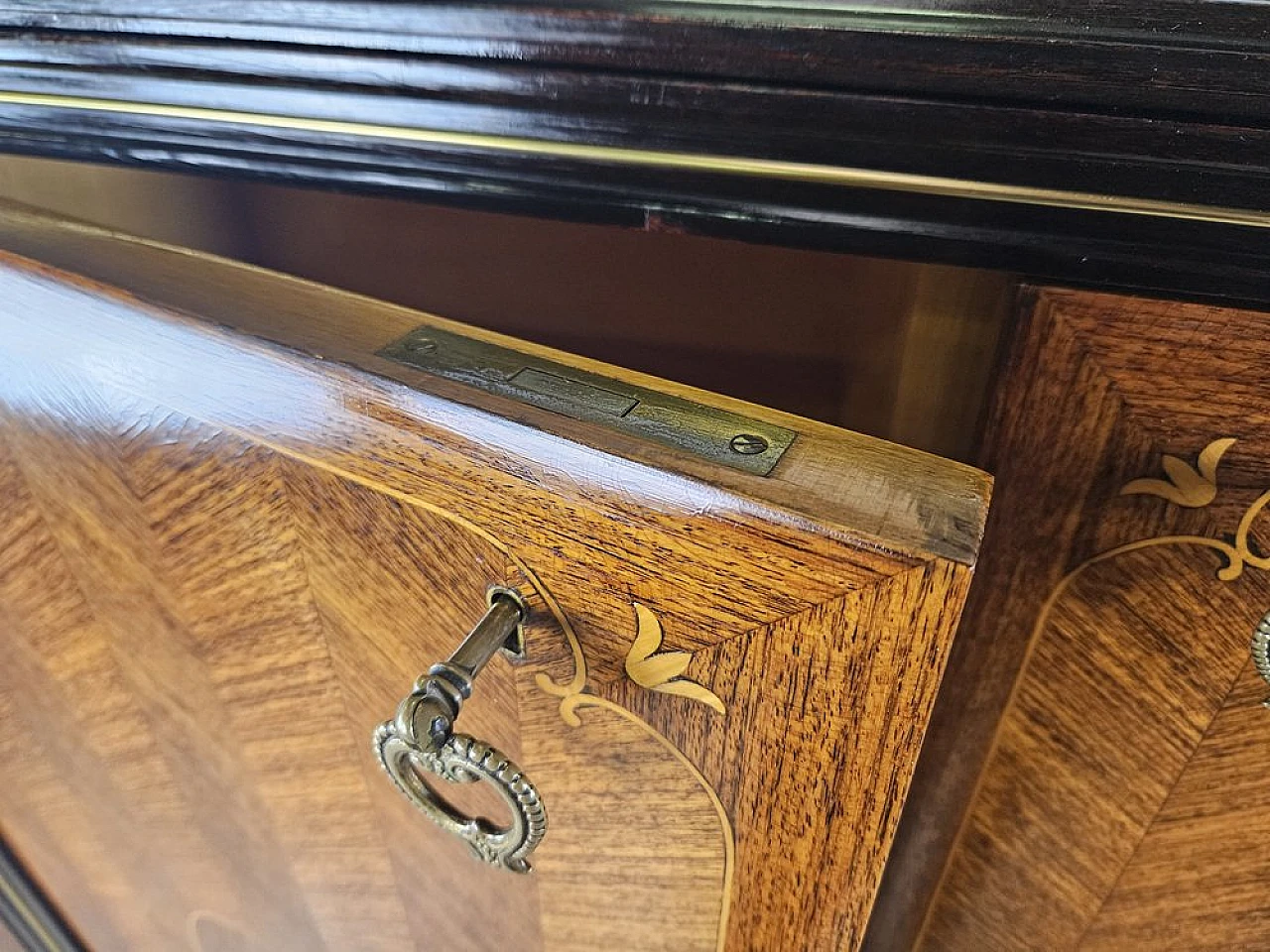 Sideboard in Mahogany and Rosewood with Brass and Glass Decorations, 1950s 24