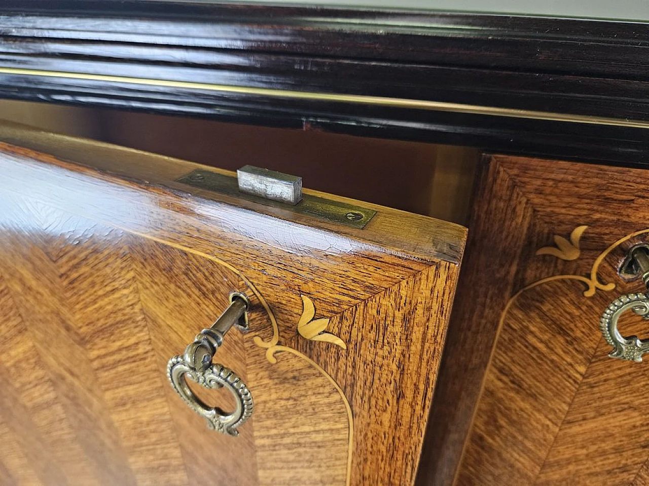 Sideboard in Mahogany and Rosewood with Brass and Glass Decorations, 1950s 25