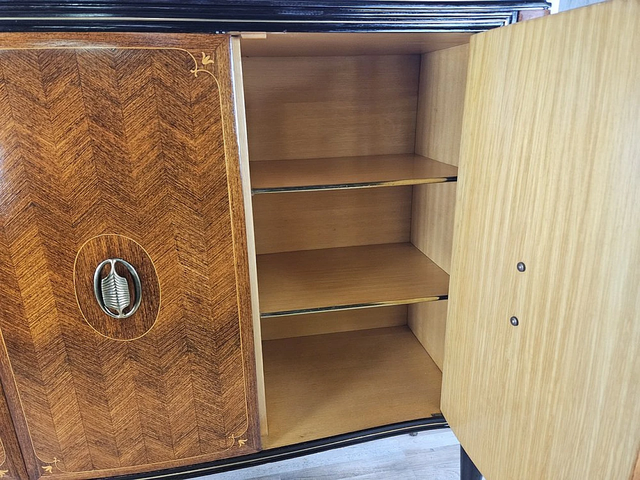 Sideboard in Mahogany and Rosewood with Brass and Glass Decorations, 1950s 33