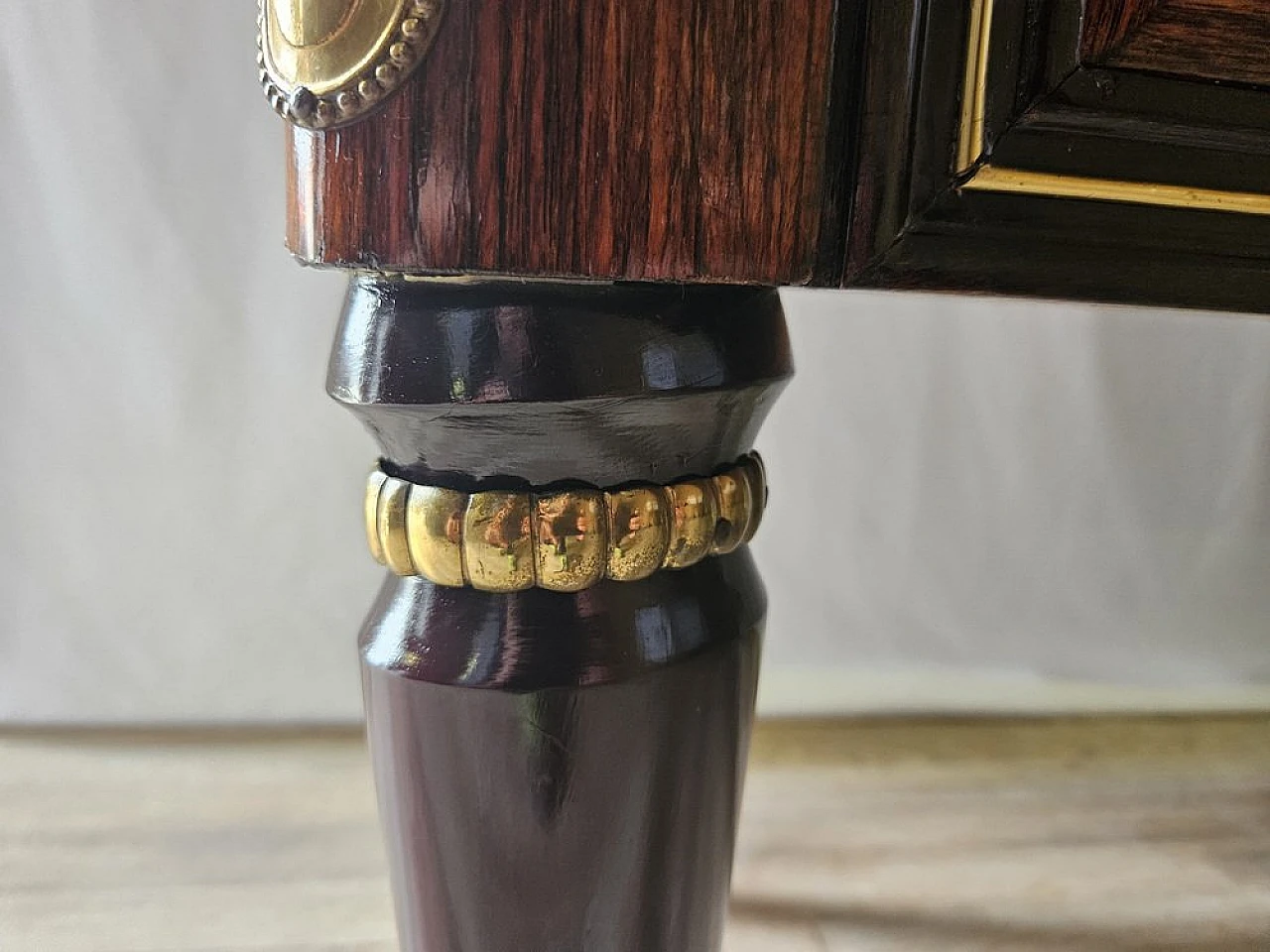 Sideboard in Mahogany and Rosewood with Brass and Glass Decorations, 1950s 50