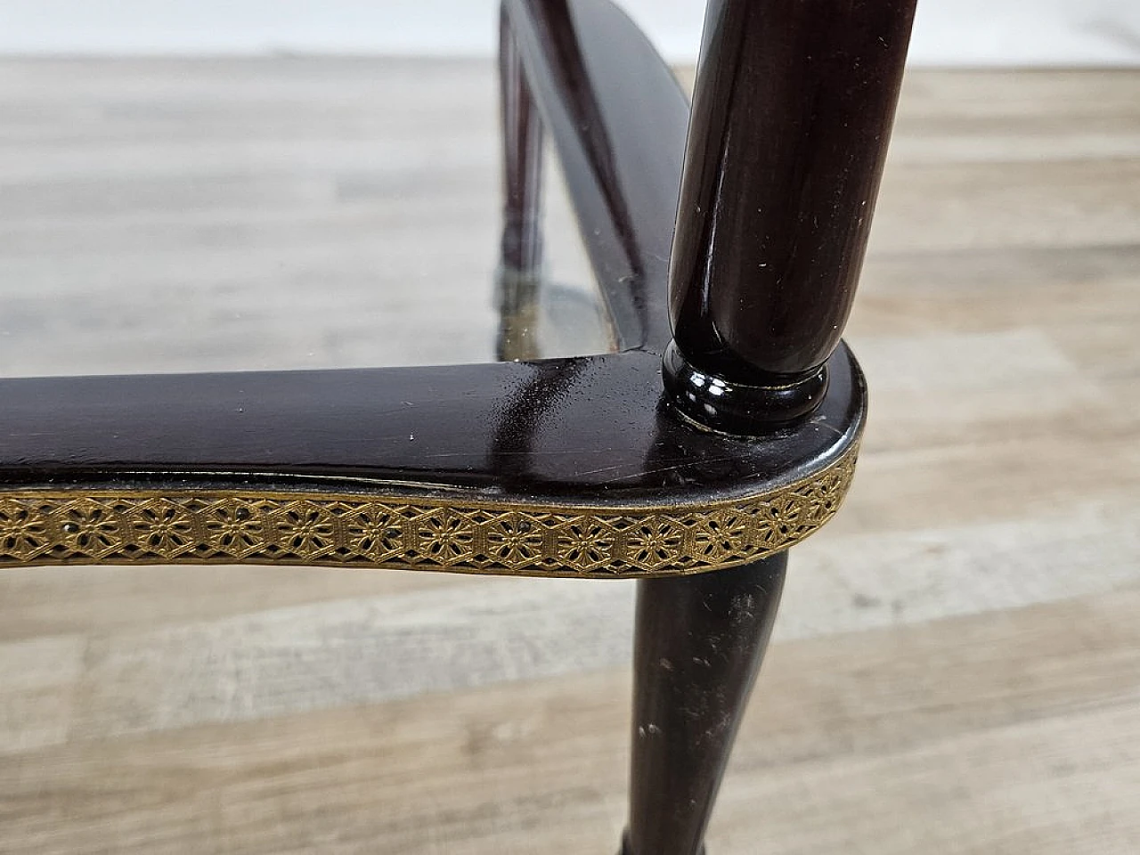 Bar trolley in briarwood, brass and glass, 1950s 15