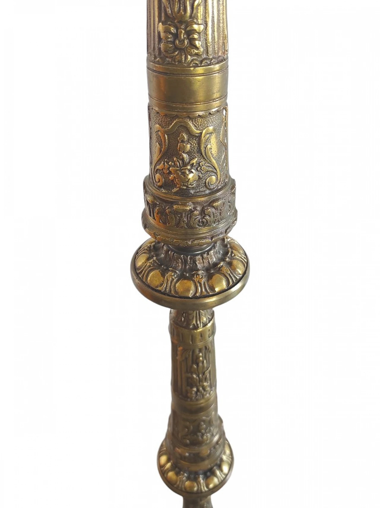 Brass floor lamp with baroque style details, 18th century 4