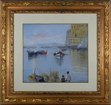 Fishermen in Naples, oil on panel by Attilio Pratella, 1930s