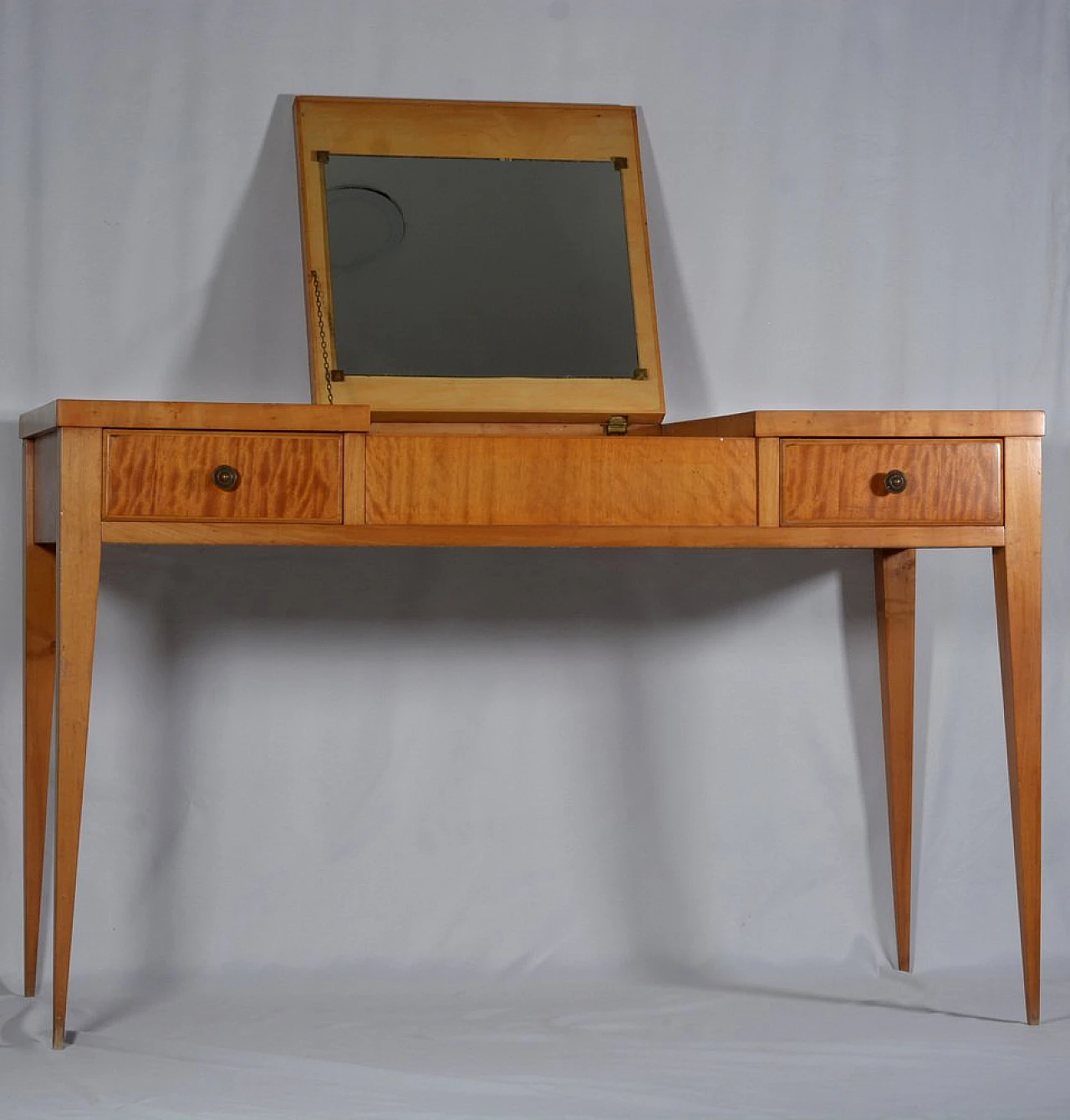 Maple and cedar wood desk vanity with stool, 1960s 2