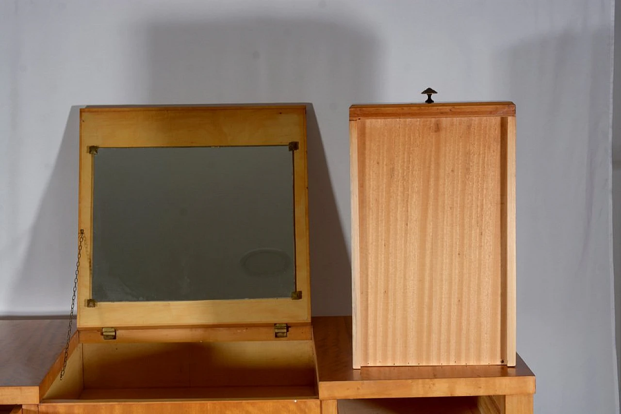 Maple and cedar wood desk vanity with stool, 1960s 5