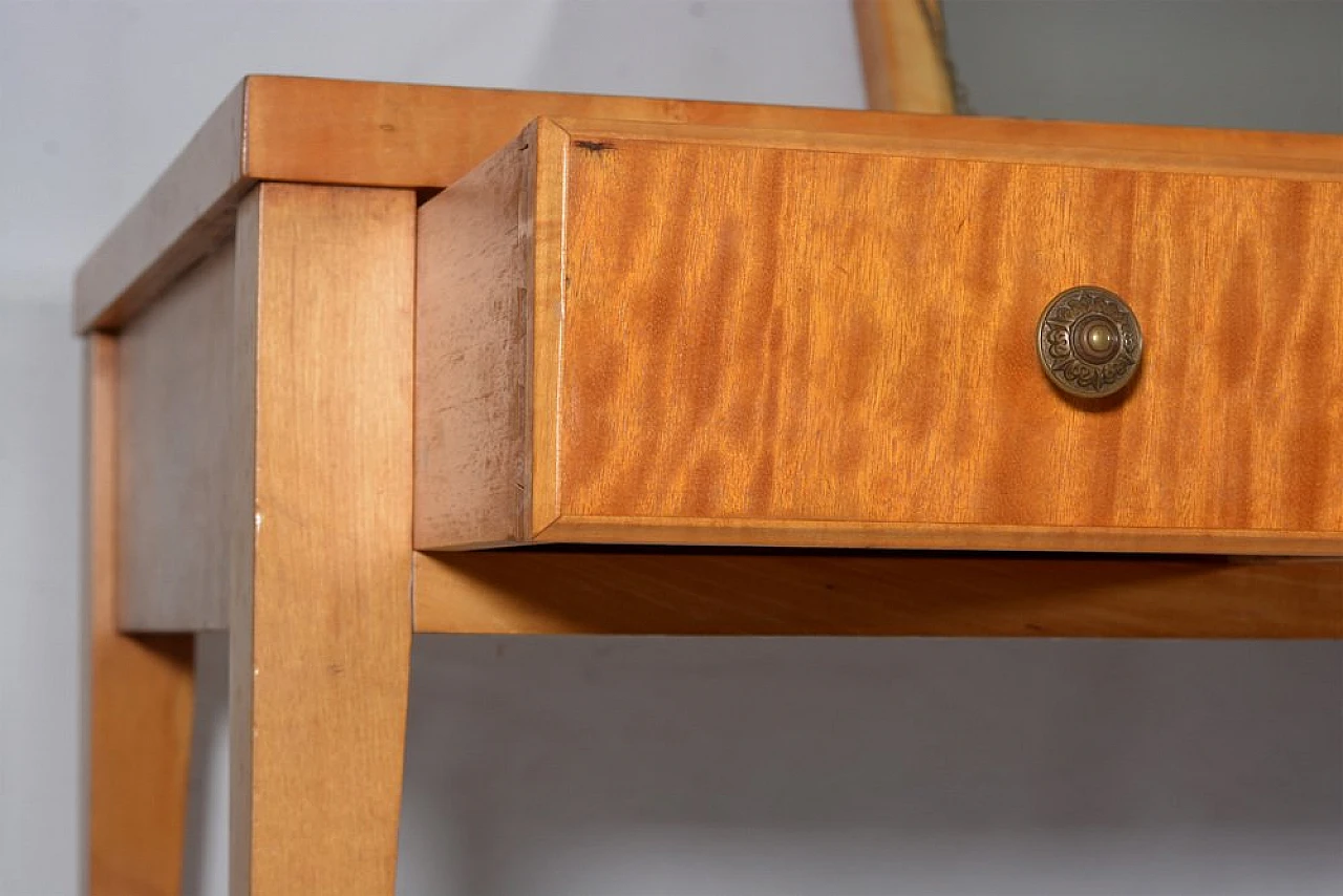 Maple and cedar wood desk vanity with stool, 1960s 6