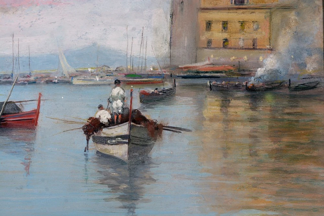 Pescatori a Napoli, olio su tavola di Attilio Pratella, anni '30 6