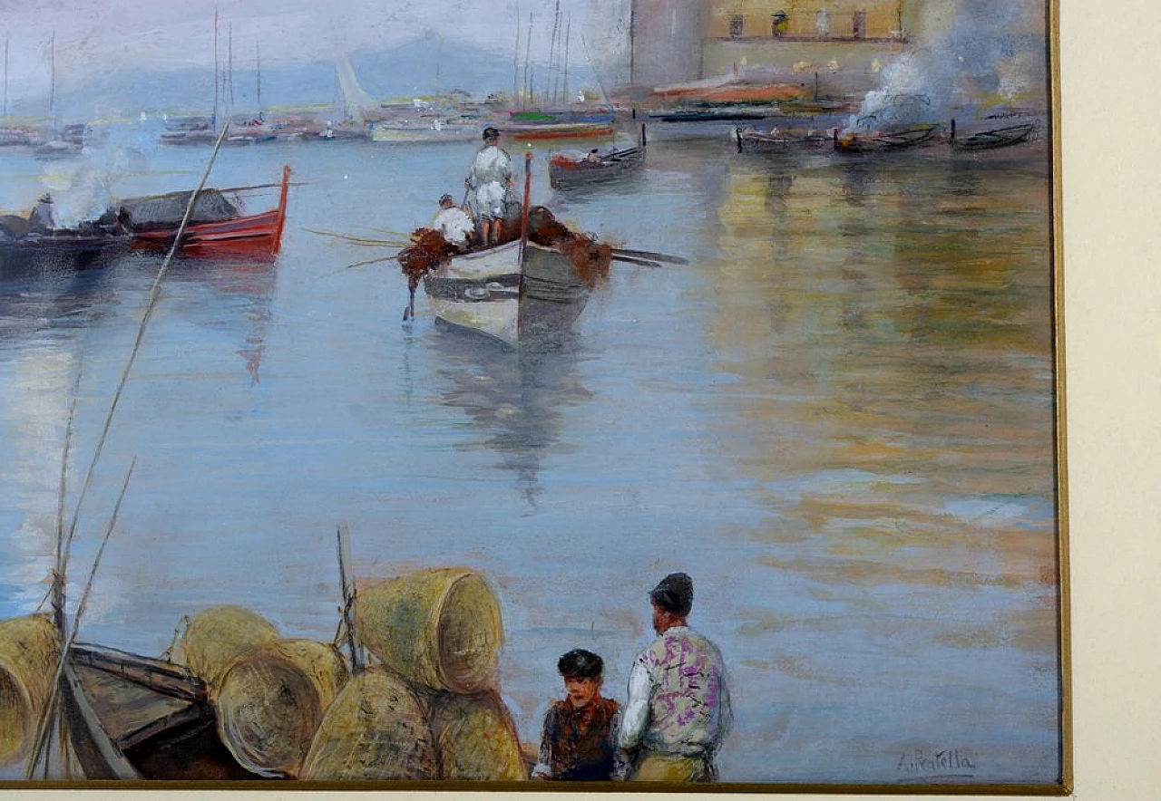 Pescatori a Napoli, olio su tavola di Attilio Pratella, anni '30 7