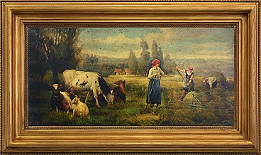 Painting by Emilio Pergola, oil on canvas with frame, 1990s