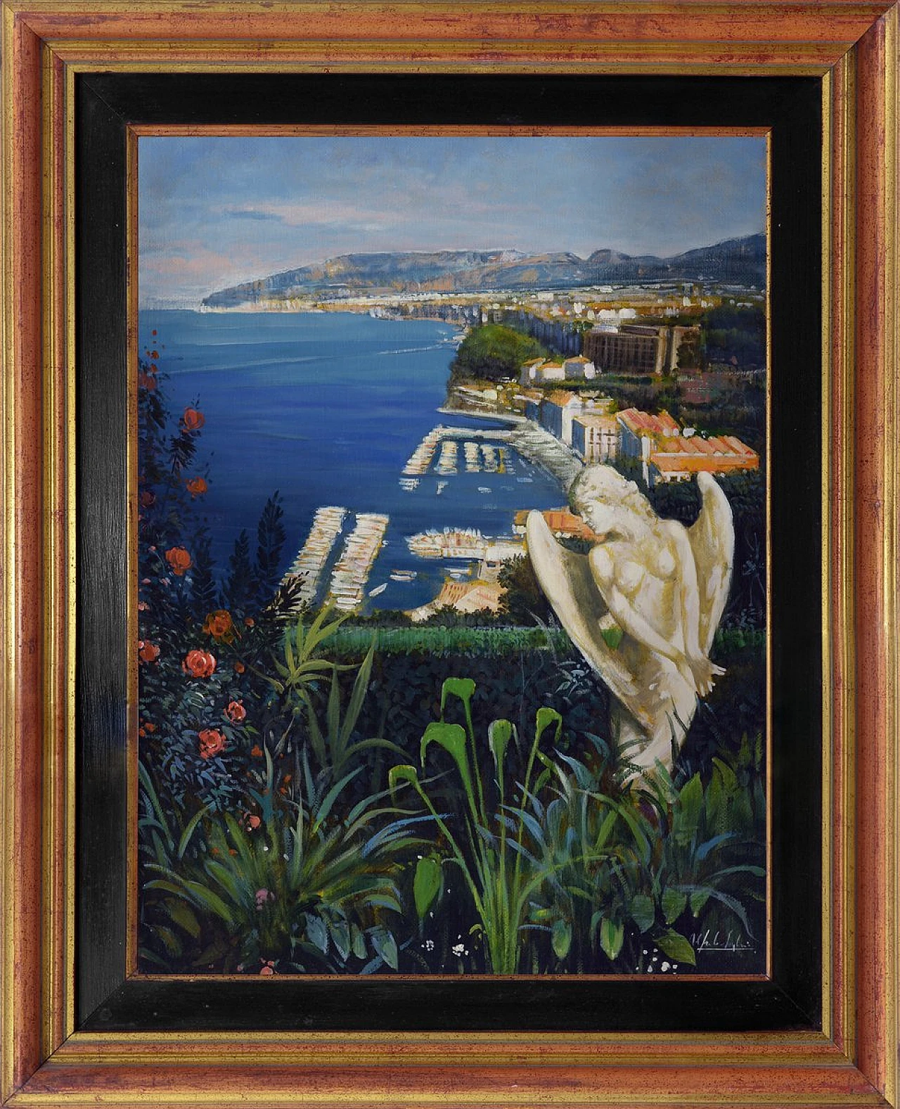 Amalfi Coast by Alfredo Santini, oil on canvas, 1990s 1