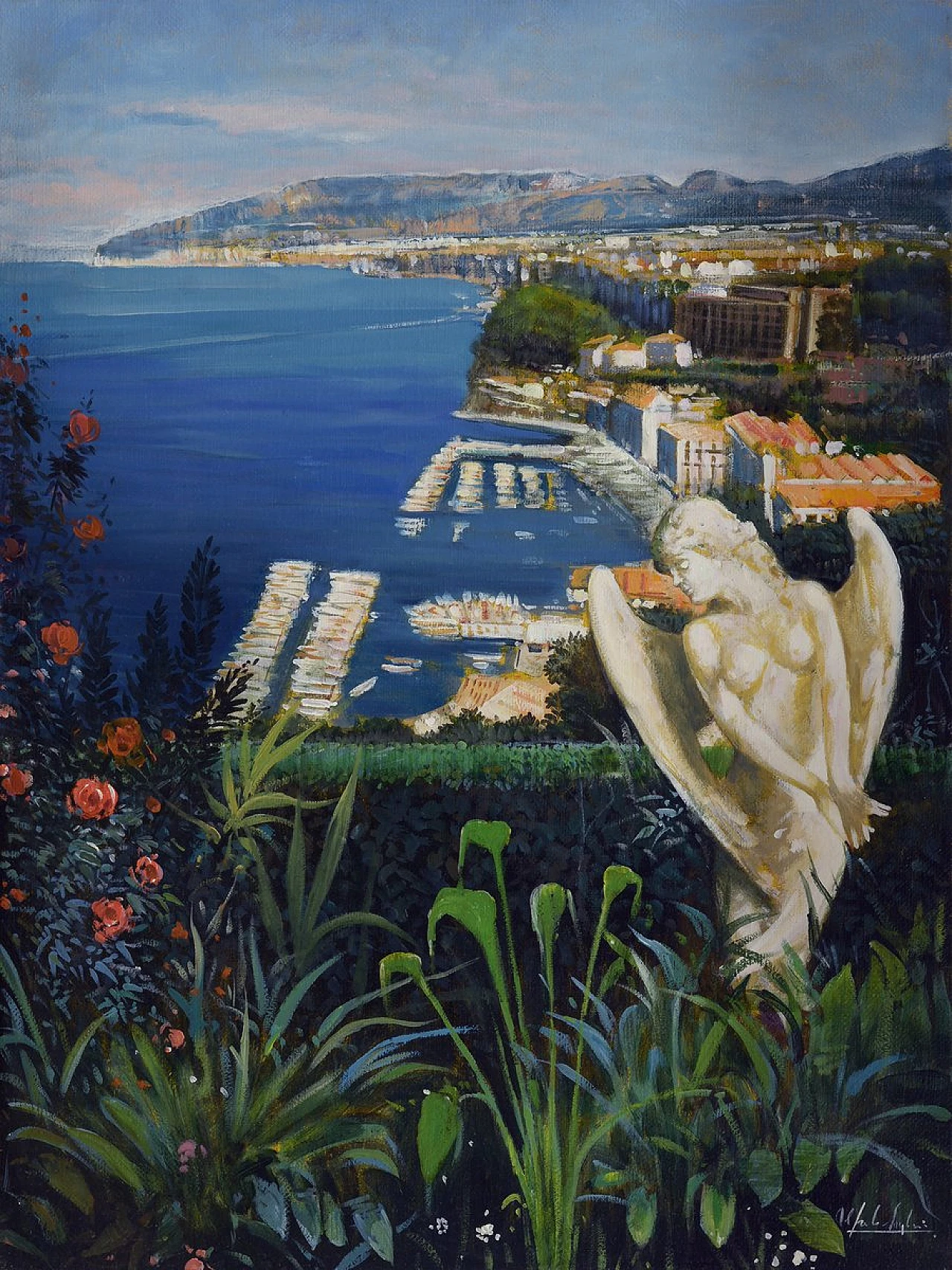 Amalfi Coast by Alfredo Santini, oil on canvas, 1990s 2