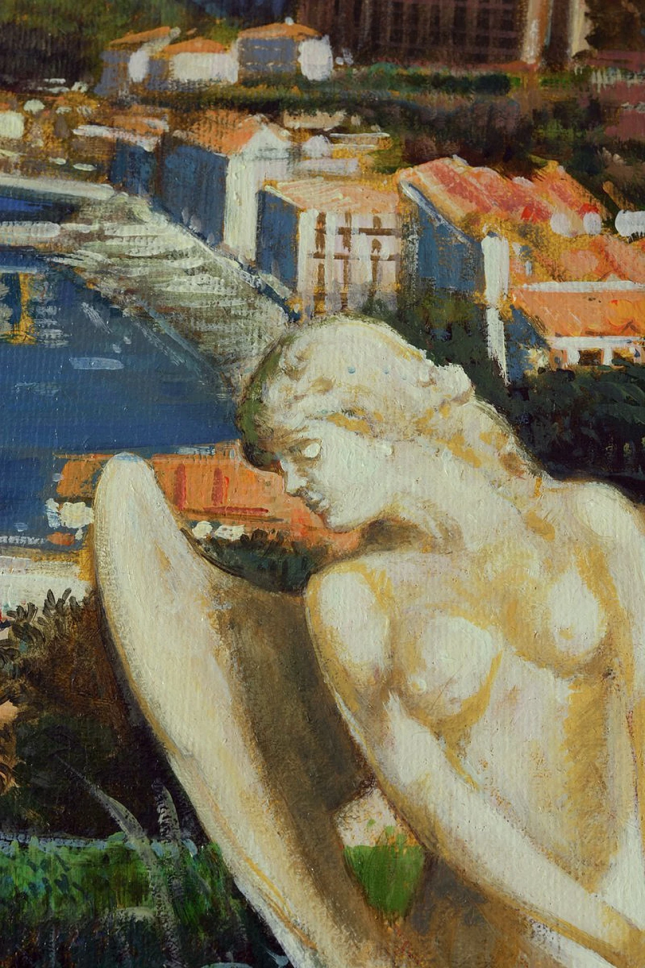 Amalfi Coast by Alfredo Santini, oil on canvas, 1990s 3